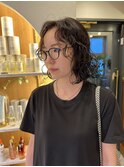 前髪パーマアッシュカラーレイヤーロンググレーベージュ[大宮]