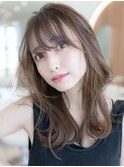 大人かわいい前髪セシルカットココアブラウンフリンジウェーブ