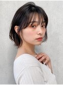 前髪 アンブレラカラー こなれミディ イメチェン ウェーブパーマ