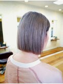 フラットボブ/脱白髪染め/グレージュ