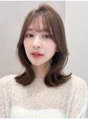 くせ毛風カールモテ髪20代30代40代◎前髪斜めバングセミディ