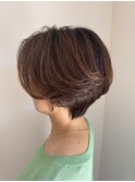 くびれヘア アプリコットオレンジ ハイライトカラー