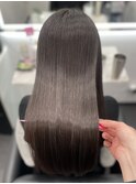 セミロングヘアーココアブラウンカラー髪質改善　赤坂見附