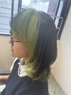 グッドネイバーズ 銀座(GOOD NEIGHBORS) 【GN銀座】ライムグリーン/レイヤーカット/韓国/インナーカラー