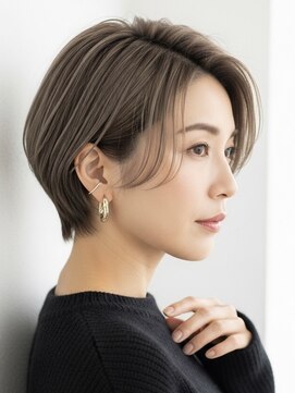 アイニ 河内小阪店(aini) 白髪ぼかしカラー白髪ぼかしハイライト大人ショート30、40、50代