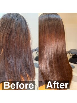 スリーク(SLEEK) SLEEK式髪質改善【縮毛矯正】ビフォーアフター　表面