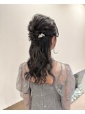 ハーフアップヘアyu#お呼ばれヘア#ヘアセット#ヘアアレンジ