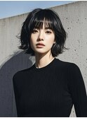 レイヤーボブボブヘアショートウルフパーマウルフボブヨシンモリ