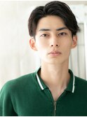 20代30代アッシュブラック七三分け就活スマートマッシュI草加
