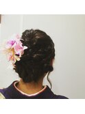 カジュアル　着物ヘアセット