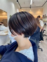 カロル 川口(Calor) 大人可愛い/黒髪前下がりショートボブ丸みショート/抜け感ヘア