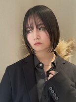 ノラギンザユー(NORA GINZA/U) 顔まわりレイヤー黒髪ショート前髪ありモードうざバング丸み