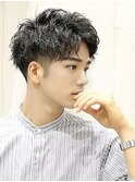 20代30代韓流☆ツイストパーマショートマッシュアッシュブラック