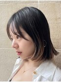 ★切りっぱなしボブ/ストレートボブ/ラウンド前髪/裾カラー/銀座