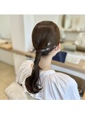 ヘアセット　タイトヘア　金箔ヘア