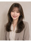 グレージュ 髪質改善 顔周りレイヤー ボブ 30代【赤坂大濠】