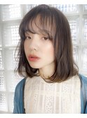 大人可愛いワンカールロブスタイル/マロンベージュ