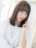 ブルー(BLUE)&nbsp;透けバングうる艶髪前下がりミディアムボブ20代30代40代b水戸