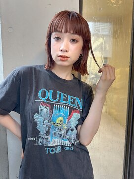 ミンクス 青山店(MINX) ぱっつんオレンジボブ