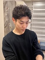 ダークアッシュ韓国マッシュセンターパートニュアンスパーマ