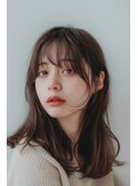 ミディアム/顔周り/ブラウン/バングカット/【lana hair新宿】