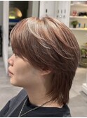 ミルクティーブラウンニュアンスシースルーウルフ