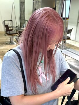 ヲタク(wotaku.) ピンクラベンダーペールピンク暖色カラーダブルカラーブリーチ