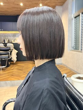 サクラ オモテサンドウ(SAKURA) 首が綺麗に見える切りっぱなしボブ×縮毛矯正◎髪質改善/