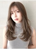 大人モテ愛されベージュシースルーロングレイヤー