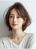 白髪ぼかし脱白髪染め似合わせショートボブ40代50代60代