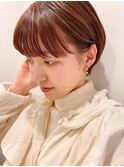 耳だしショート×アプリコットブラウン/こなれショート