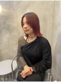 レイヤーカット/顔まわりカット/レッドヘア/ブリーチあり