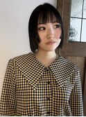 小顔ストレートボブ黒髪グレージュダークアッシュモード