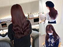 ブリーチなしワインレッド