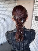 編みおろし ポニーテール ツインアレンジ 参列ヘア 推し活ヘア