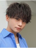 メンズマッシュアッシュブラウンシャドウパーマ