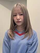 ラフ 新宿(Laff) レイヤーカット/ミルクティーベージュ/伸ばしかけヘア/髪質改善