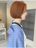 ブリーチなしダブルカラーで作るオレンジボブ/落合