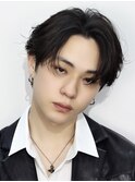 韓国メンズヘアコンマバング韓国マッシュセンターパートフェザー