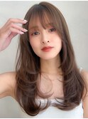 レイヤーカットダークパープルデジタルパーマミルクブラウン