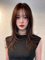 ロッソ 大橋店(Rosso)&nbsp;ブラウンのさらり外ハネレイヤー【大橋】