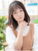 黒髪グレイアッシュ小顔透けパングミディa戸田公園20代30代40代