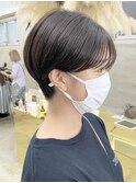 大人ショートボブ黒髪ショートカットマッシュショート前髪あり