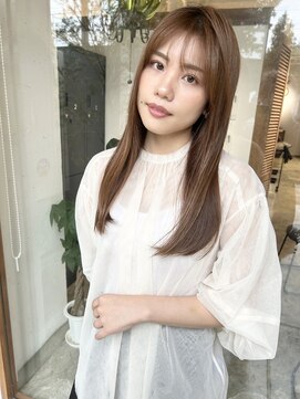 リジェール 鶴舞店 ロング、ベージュ、シルキーベージュ、髪質改善、水素カラー