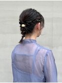 結婚式参列ヘアセットボブアレンジゆるふわ三つ編み/今枝