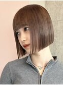 ハイトーンカラー切りっぱなしミディアムペールピンクベージュ★