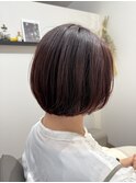 大人丸みナチュラルボブ×ピンクブラウン 20代30代40代50代