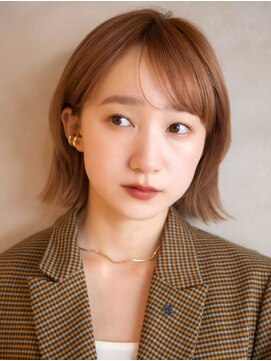 ガーデンヨコハマエスト(GARDEN YOKOHAMA est) 切りっぱなしボブベビーバング似合わせカット前髪カットオレンジ