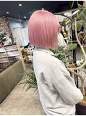 ホワイトピンク ダブルカラー ブリーチ ボブブリーチリタッチ