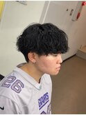 爽やかビジネスツーブロック無造作ナチュラル波巻きパーマ